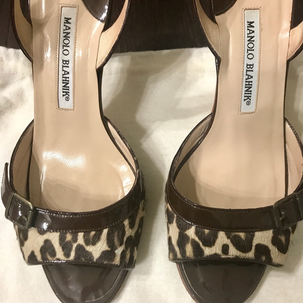 Manolo Blahnik Calf Hair Strappy Heels